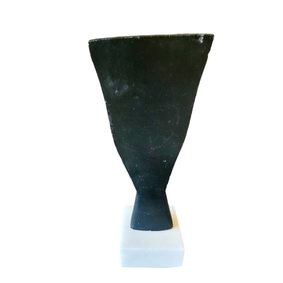 Metal Abstract Art Human Face Mounted on Marble Tribal Modern - Picture 3 of 5